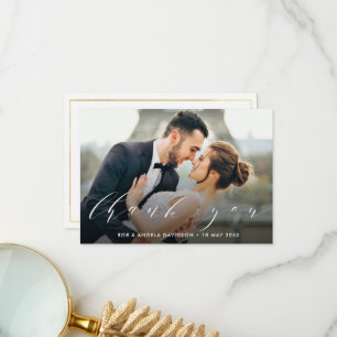 Cartão De Agradecimento OBRIGADO carta branca fotografia de casamento