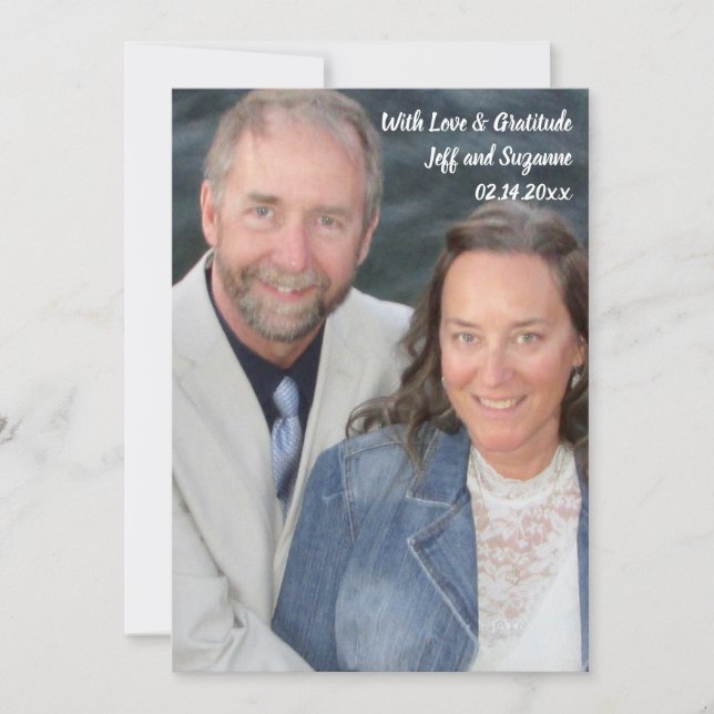 Cartão De Agradecimento Obrigado Carta Foto Casamento Orçamento à Mão  (Frente)