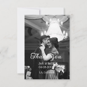 Cartão De Agradecimento Obrigado casal de casamento moderno simples nome m