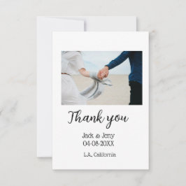 Cartão De Agradecimento Obrigado casal de casamento moderno simples nome m