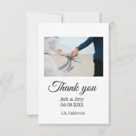 Cartão De Agradecimento Obrigado casal de casamento moderno simples nome m