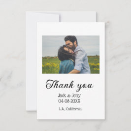 Cartão De Agradecimento Obrigado casal de noivos simples mensagem nome