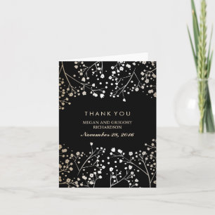 Cartão De Agradecimento Obrigado Casamento Bebê Respiração Dourado e Preto