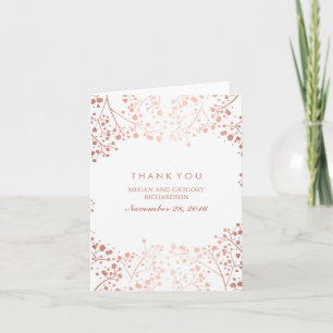 Cartão De Agradecimento Obrigado Casamento Bebê Respiração Rosa Dourado Ef