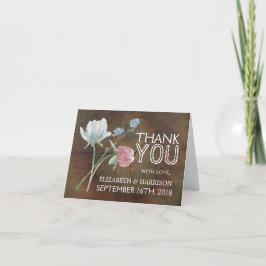 Cartão De Agradecimento Obrigado Casamento Carvalho Flor Silvestre