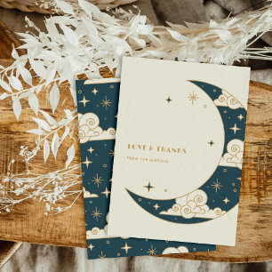 Cartão De Agradecimento Obrigado Casamento Celestial Lua e Estrelas Turque