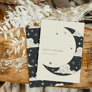 Cartão De Agradecimento Obrigado Casamento Celestial Lua & Estrelas Cinza