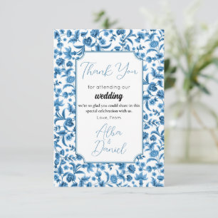 Cartão De Agradecimento Obrigado Casamento Chintz Blue & White Floral Dits