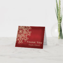 CARTÃO DE AGRADECIMENTO OBRIGADO CASAMENTO ESTILO INDIANO VERMELHO E DOURA
