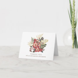 Cartão De Agradecimento obrigado casamento floral vintage outono burgundy