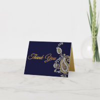 Obrigado Casamento Hindu Paisley Prata Dourada