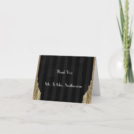 Cartão De Agradecimento Obrigado Casamento Listra Art Déco Dourado