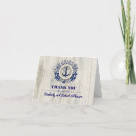 Cartão De Agradecimento Obrigado Casamento Náutico de Madeira Flutuante Rú