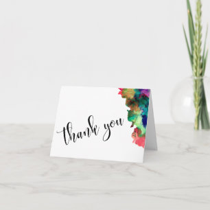 Cartão De Agradecimento Obrigado Casamento Preto Tipo Colorido Aquarela 1