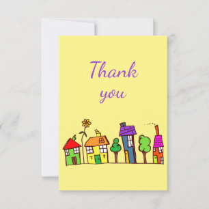 Cartão De Agradecimento Obrigado Casas Diversas Cidade de Cartoon