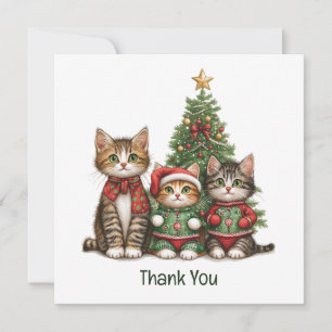 Cartão De Agradecimento Obrigado Cats De Natal