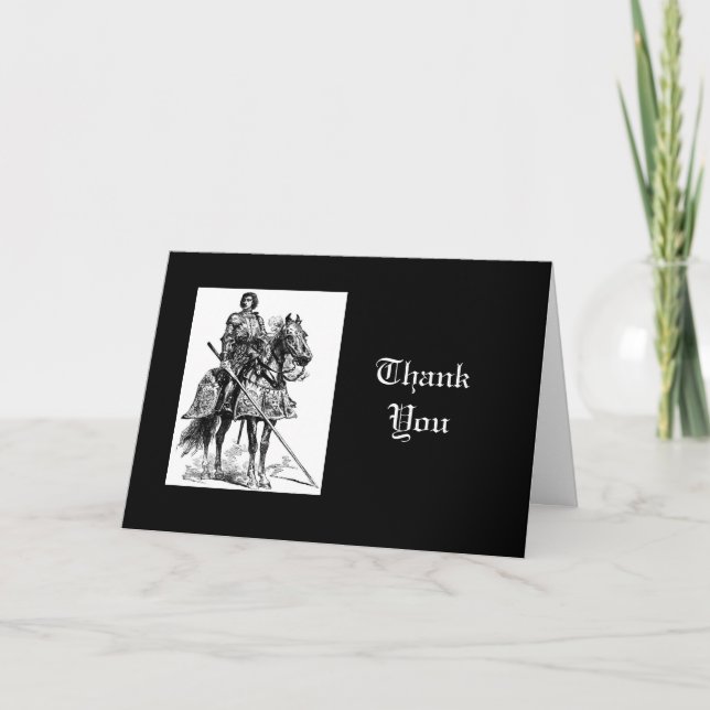 Cartão De Agradecimento Obrigado, Cavaleiro Divertido na Armadura Brilhant (Frente)