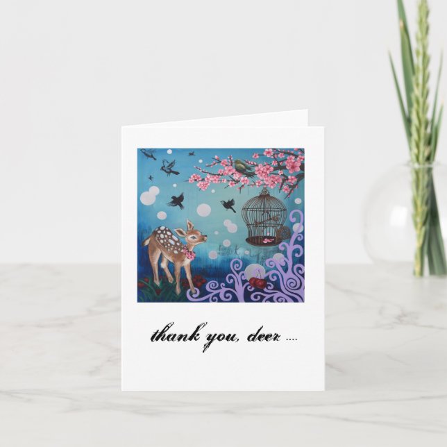 Cartão De Agradecimento Obrigado, cervo. Cartão, envelopes brancos (Frente)