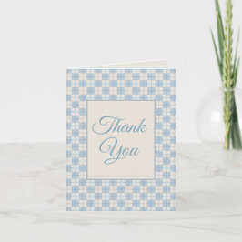 Cartão De Agradecimento Obrigado - Chã de Bebê no Tema Xadrez Azul Preppy