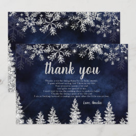 Cartão De Agradecimento Obrigado chá de fraldas de pinheiro prateado de in