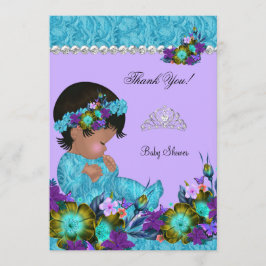 Cartão De Agradecimento Obrigado Chá de fraldas Garota Teal Azul Roxo