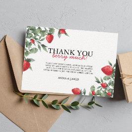 Cartão De Agradecimento Obrigado, Chá de fraldas Strawberry