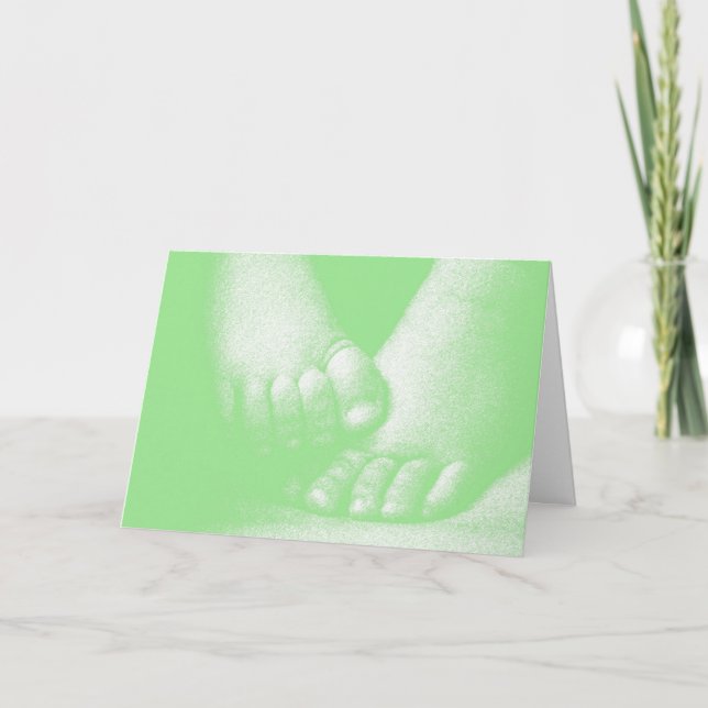 Cartão De Agradecimento Obrigado, Chá de fraldas - Verde (Frente)