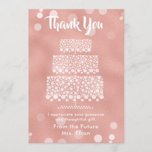 Cartão De Agradecimento Obrigado Chá de panela De Casamento Rosa De Bolo D