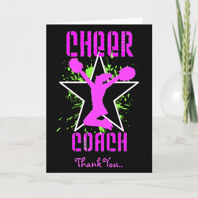 Cartão De Agradecimento Obrigado Cheerleader Coach Saudação Card (Frente)