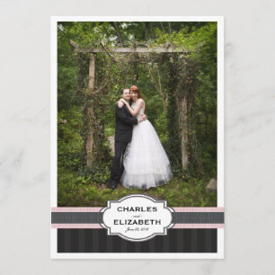 Cartão De Agradecimento Obrigado chique cor-de-rosa do casamento você