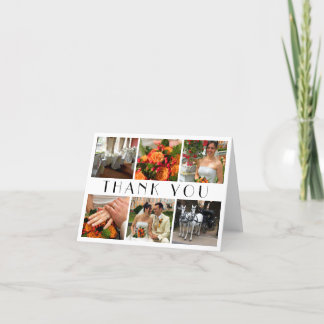 Cartão De Agradecimento Obrigado chique do casamento da colagem das fotos
