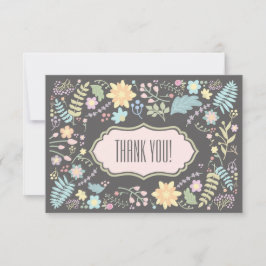 Cartão De Agradecimento Obrigado Cinza Blush Floral Placa De Casamento Ros