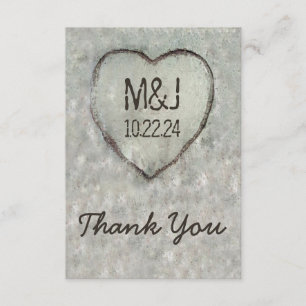 Cartão De Agradecimento Obrigado cinzelado do casamento da árvore de