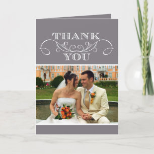 Cartão De Agradecimento Obrigado cinzento moderno do casamento do