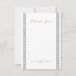 Cartão De Agradecimento Obrigado clássico e elegante do casamento vintage