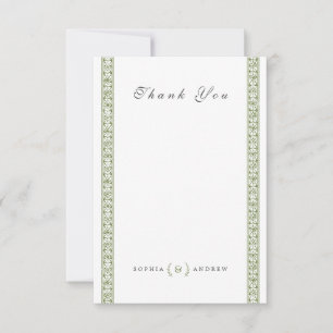 Cartão De Agradecimento Obrigado clássico e elegante do casamento vintage