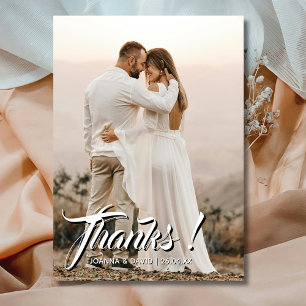 Cartão De Agradecimento Obrigado Clássico Moderno de Casamento Foto Dusty 