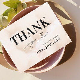 Cartão De Agradecimento Obrigado Cloud Nine Heart Script Chá de Noiva