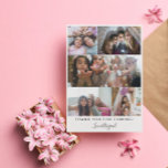 Cartão De Agradecimento Obrigado Colagem de Fotos da Festa da Rapariga do<br><div class="desc">Cartões de agradecimentos impresso com uma coleção de fotos de cinco fotos da sua festa de aniversário ou soneca. Obrigado por ter vindo em letras legais. Amor, seu nome em um roteiro bonito. A parte traseira apresenta bolinhas cor-de-rosa e brancas. A festa de aniversário da garota agradece cartas personalizadas com...</div>