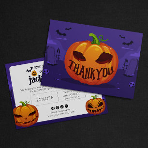 Cartão De Agradecimento Obrigado com Abóbora Temperada de Halloween Espeta