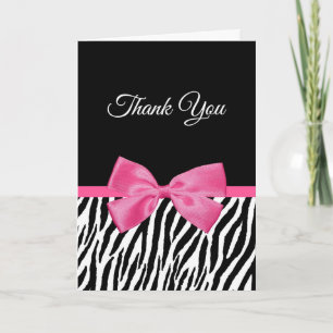 Cartão De Agradecimento Obrigado com impressão na moda da zebra e a fita