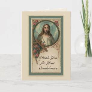 Cartão De Agradecimento Obrigado Condolência Simpatia Rosary Jesus Cross