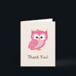 Cartão De Agradecimento Obrigado cor-de-rosa & branco da coruja das<br><div class="desc">Obrigado que cor-de-rosa & branco bonito,  simples da coruja das bolinhas você nota. Pode ser usado para o obrigado do chá de fraldas você cartões,  obrigados do aniversário do miúdo ou outro ocasiões do chá/partido.</div>