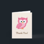 Cartão De Agradecimento Obrigado cor-de-rosa & branco da coruja das<br><div class="desc">Obrigado que cor-de-rosa & branco bonito,  simples da coruja das bolinhas você nota. Pode ser usado para o obrigado do chá de fraldas você cartões,  obrigados do aniversário do miúdo ou outro ocasiões do chá/partido.</div>