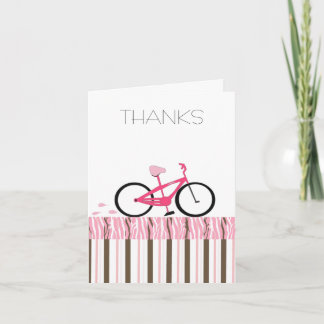 Cartão De Agradecimento Obrigado cor-de-rosa da bicicleta você