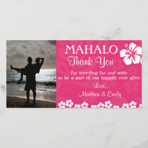 Cartão De Agradecimento Obrigado cor-de-rosa das flores da praia você