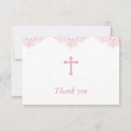 Cartão De Agradecimento Obrigado cor-de-rosa do baptismo/batismo das