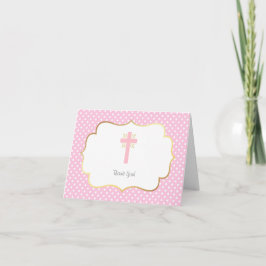 Cartão De Agradecimento Obrigado cor-de-rosa do baptismo das bolinhas você
