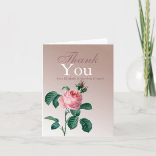 Cartão De Agradecimento Obrigado cor-de-rosa do casamento da névoa