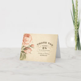 Cartão De Agradecimento obrigado cor-de-rosa do casamento do vintage